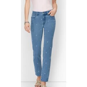Talbots SLIM ANKLE JEANS - EMBROIDERED PALM TREE denim jeans women size 10